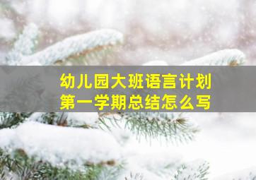 幼儿园大班语言计划第一学期总结怎么写