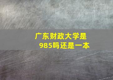 广东财政大学是985吗还是一本