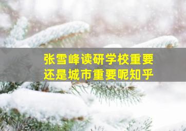 张雪峰读研学校重要还是城市重要呢知乎