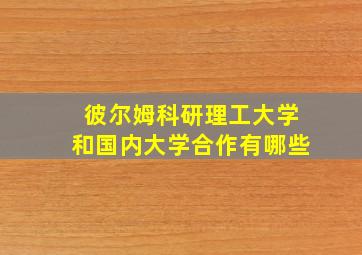 彼尔姆科研理工大学和国内大学合作有哪些