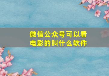 微信公众号可以看电影的叫什么软件