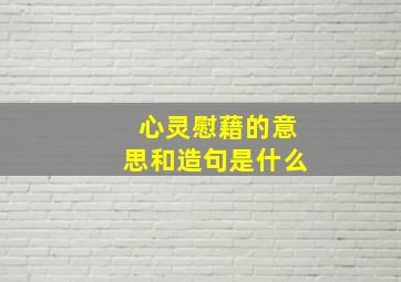 心灵慰藉的意思和造句是什么