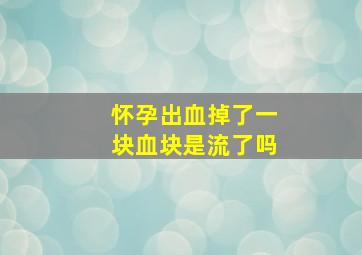 怀孕出血掉了一块血块是流了吗