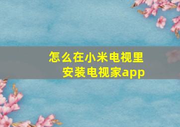 怎么在小米电视里安装电视家app