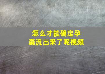 怎么才能确定孕囊流出来了呢视频