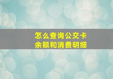 怎么查询公交卡余额和消费明细