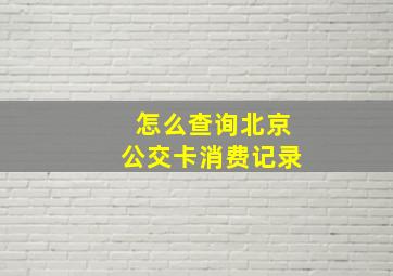 怎么查询北京公交卡消费记录