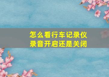 怎么看行车记录仪录音开启还是关闭