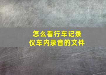 怎么看行车记录仪车内录音的文件