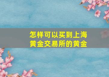 怎样可以买到上海黄金交易所的黄金