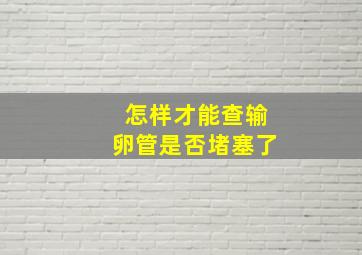 怎样才能查输卵管是否堵塞了