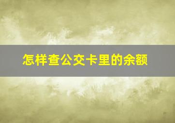 怎样查公交卡里的余额