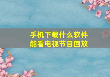 手机下载什么软件能看电视节目回放