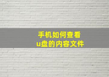 手机如何查看u盘的内容文件