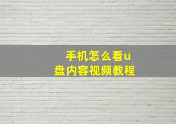 手机怎么看u盘内容视频教程