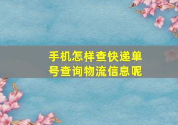 手机怎样查快递单号查询物流信息呢