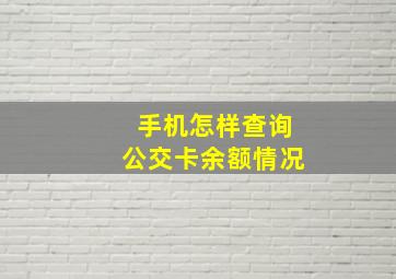 手机怎样查询公交卡余额情况