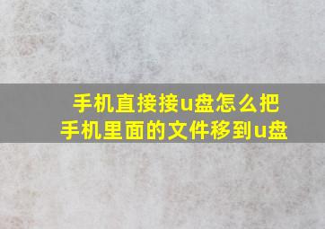 手机直接接u盘怎么把手机里面的文件移到u盘