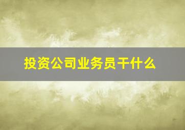 投资公司业务员干什么