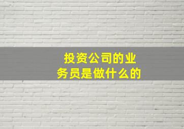 投资公司的业务员是做什么的