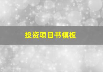 投资项目书模板