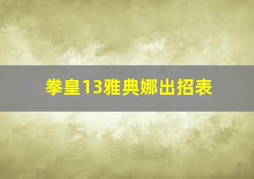 拳皇13雅典娜出招表