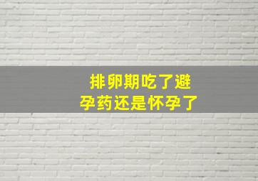 排卵期吃了避孕药还是怀孕了