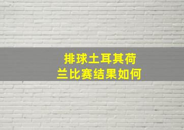 排球土耳其荷兰比赛结果如何