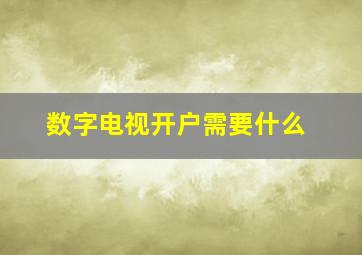 数字电视开户需要什么