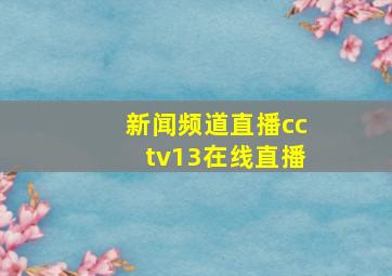 新闻频道直播cctv13在线直播