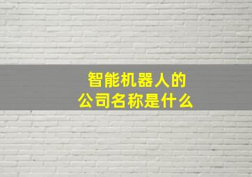 智能机器人的公司名称是什么