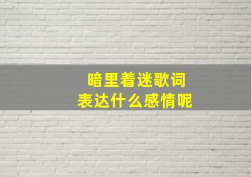 暗里着迷歌词表达什么感情呢