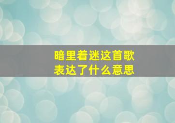 暗里着迷这首歌表达了什么意思