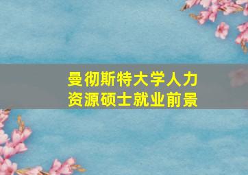 曼彻斯特大学人力资源硕士就业前景