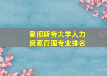 曼彻斯特大学人力资源管理专业排名