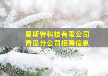 曼斯特科技有限公司青岛分公司招聘信息