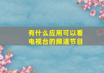 有什么应用可以看电视台的频道节目