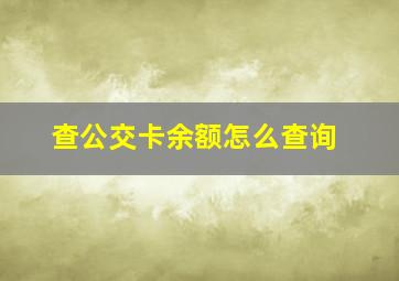 查公交卡余额怎么查询