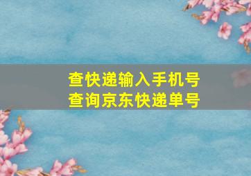 查快递输入手机号查询京东快递单号