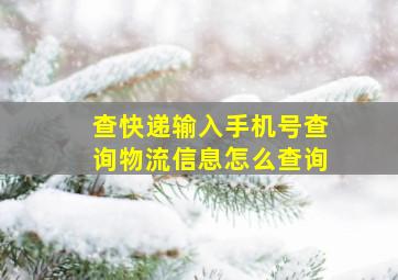 查快递输入手机号查询物流信息怎么查询