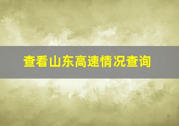 查看山东高速情况查询