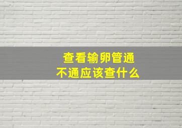 查看输卵管通不通应该查什么