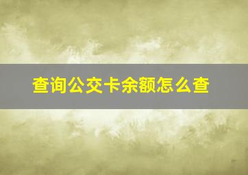 查询公交卡余额怎么查