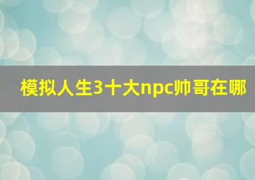 模拟人生3十大npc帅哥在哪