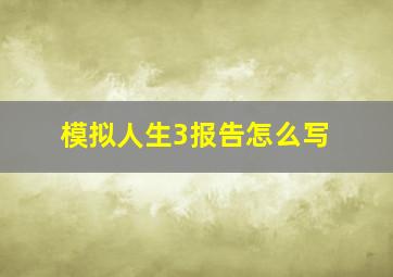 模拟人生3报告怎么写