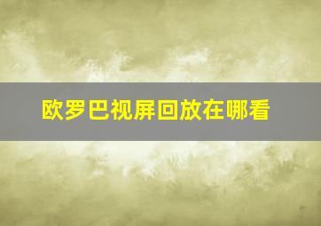 欧罗巴视屏回放在哪看