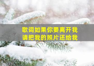 歌词如果你要离开我请把我的照片还给我