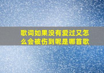 歌词如果没有爱过又怎么会被伤到呢是哪首歌