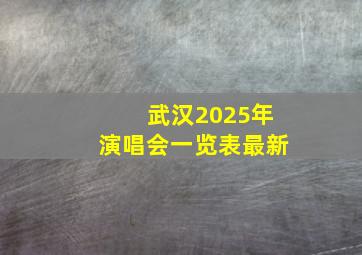 武汉2025年演唱会一览表最新