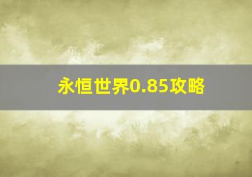 永恒世界0.85攻略